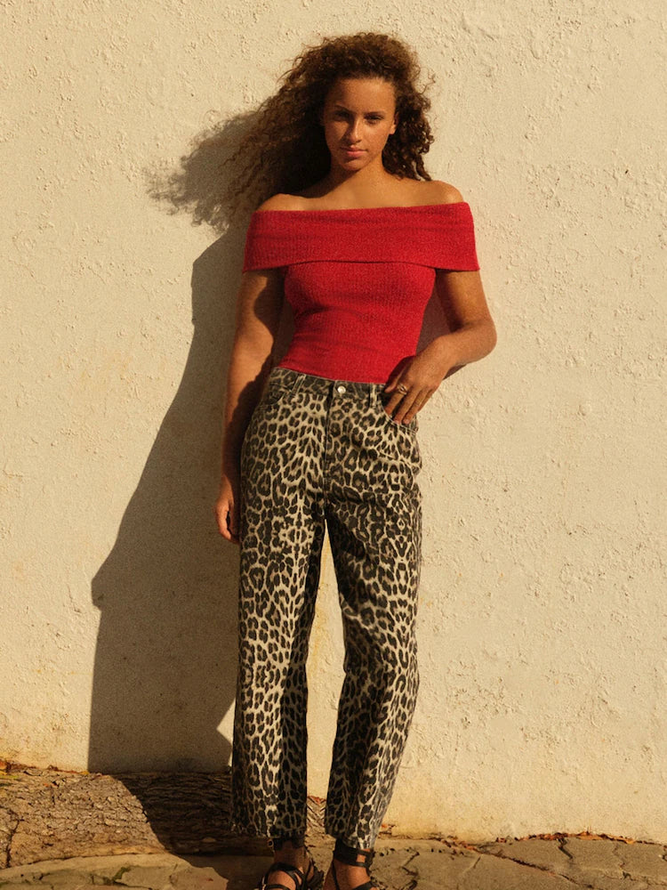 Tan Leopard Jeans