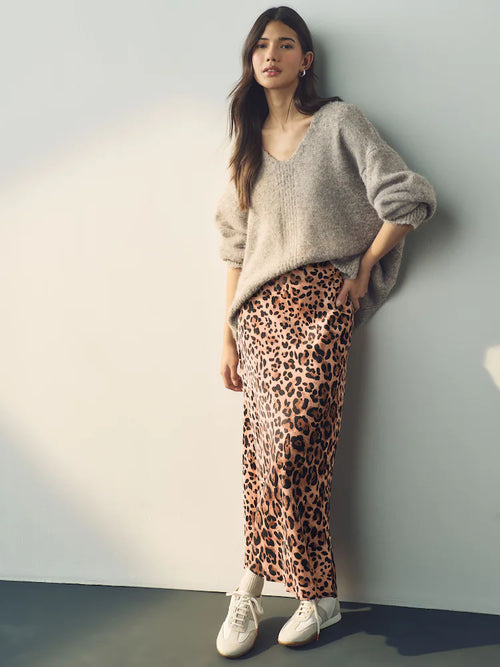 Leopard Print Midi Skirt
