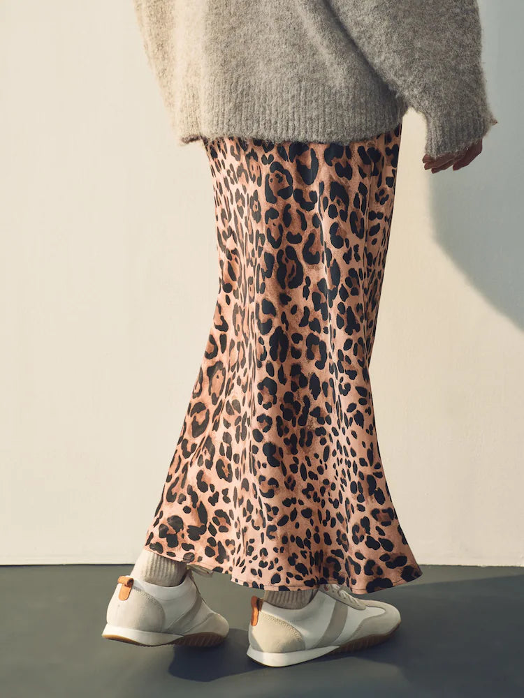 Leopard Print Midi Skirt