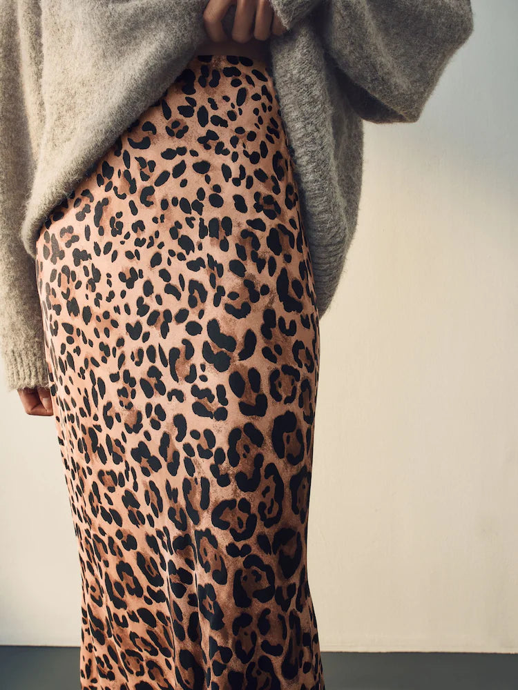Leopard Print Midi Skirt