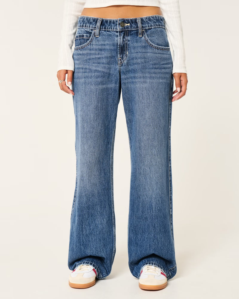 Low-Rise Medium Wash Baggy Jeans