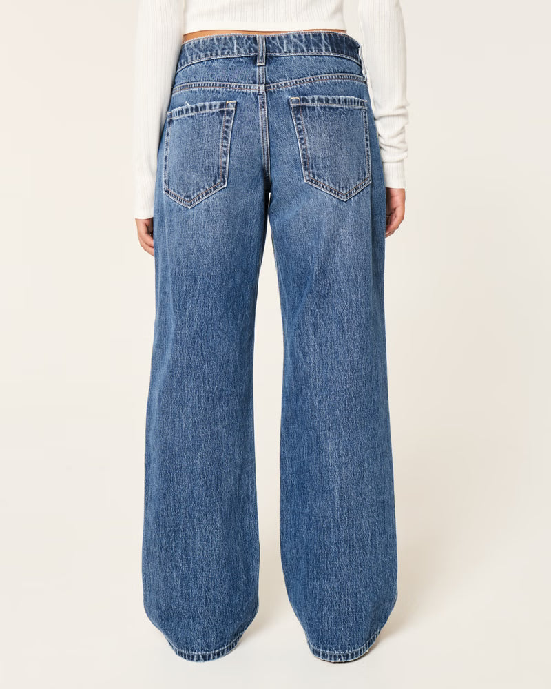Low-Rise Medium Wash Baggy Jeans