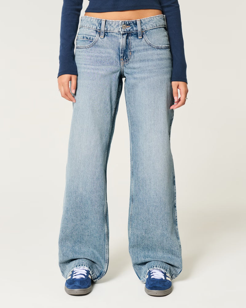 Low-Rise Medium Wash Baggy Jeans